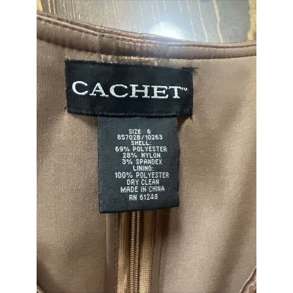 90s cachet copper brown silky,‎ crop crossover jacket/blouse, rare, vintage Sz 6 - Picture 4 of 5